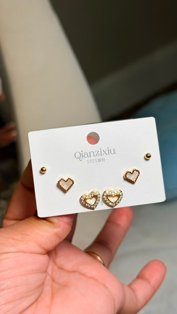 Luxury Heart Stud Earring Set