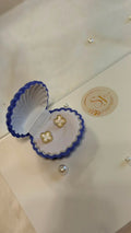 🤍 White Clover Gold Stud Earrings