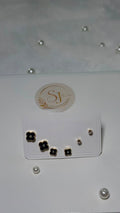 🖤 Black Clover Stud Earring Set