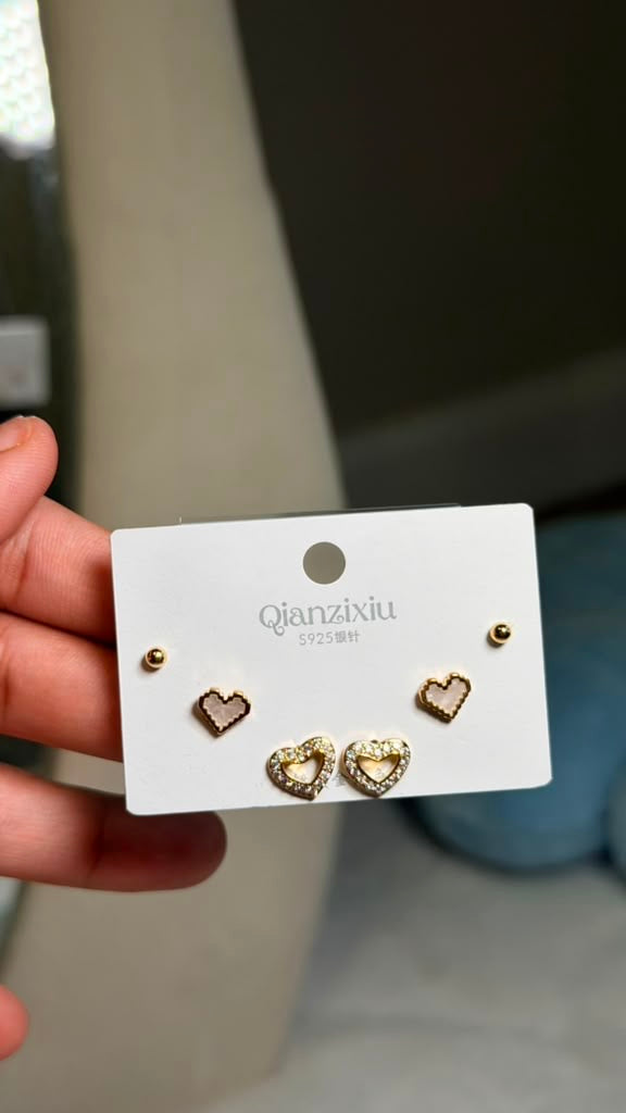 Luxury Heart Stud Earring Set