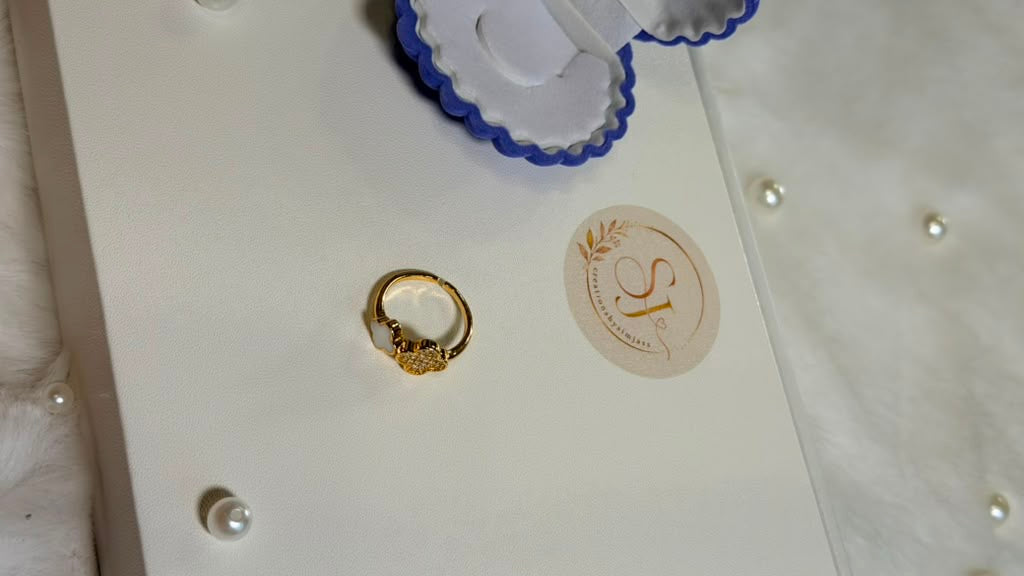 👑 Gold Crown Pearl Ring