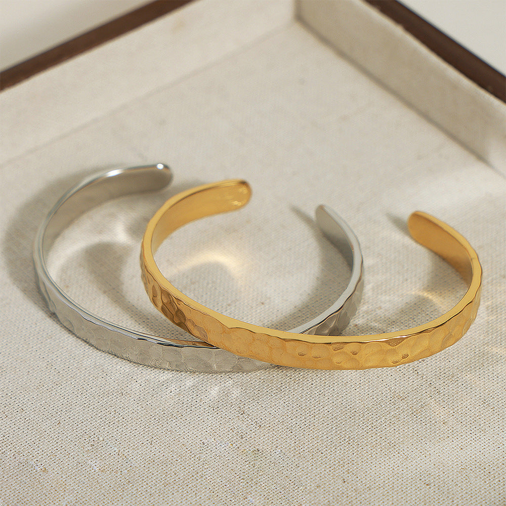Gold Titanium Steel Open Cuff Bracelet for Women
