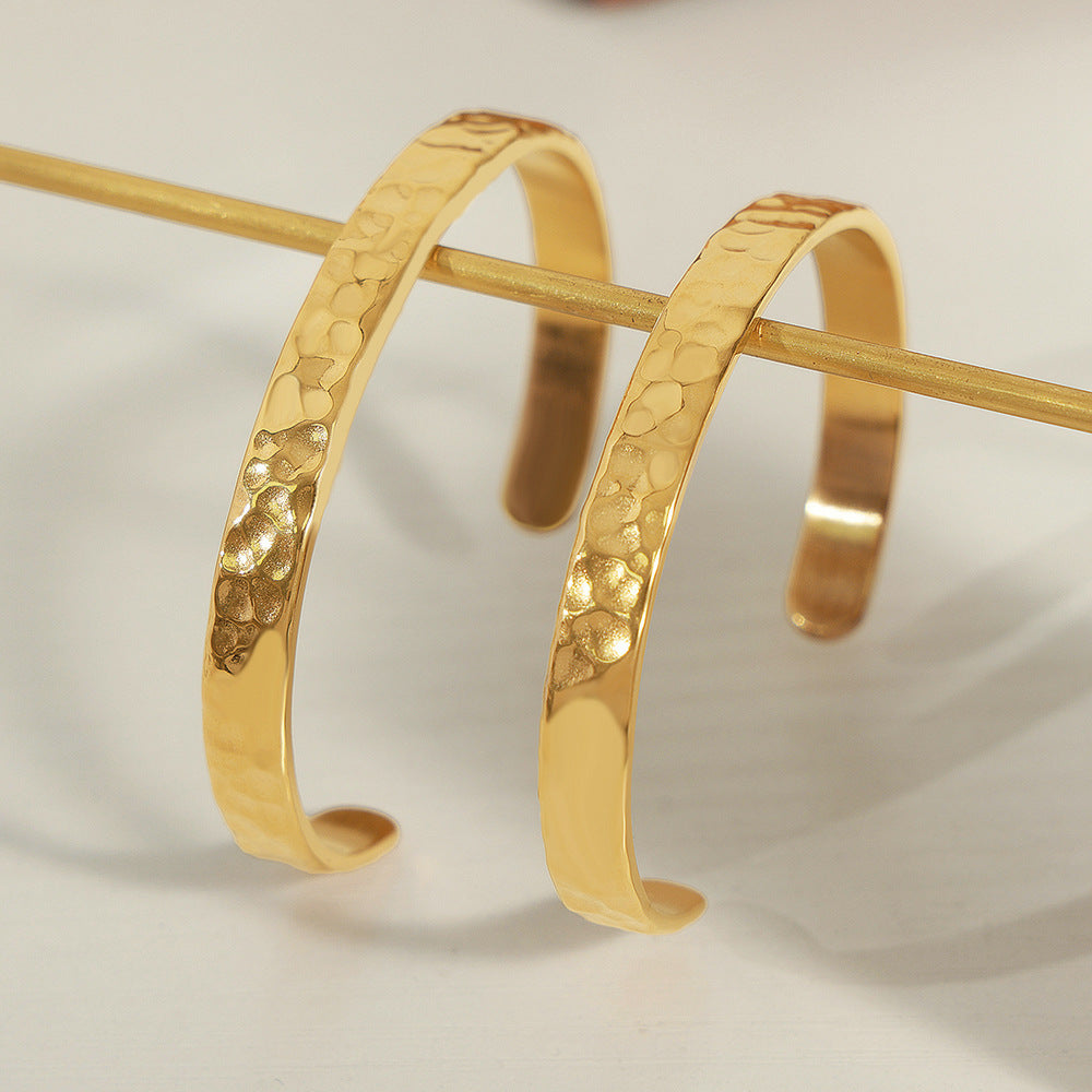 Gold Titanium Steel Open Cuff Bracelet for Women