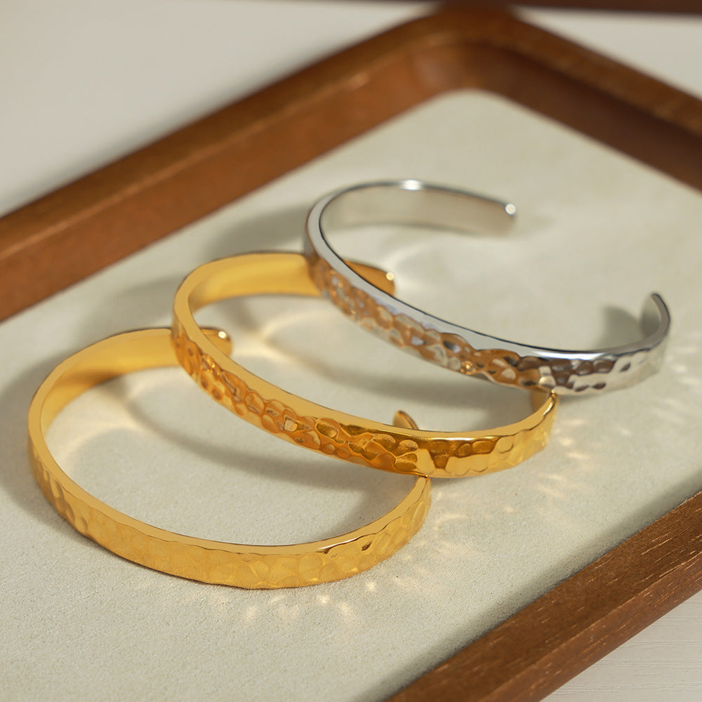 Gold Titanium Steel Open Cuff Bracelet for Women