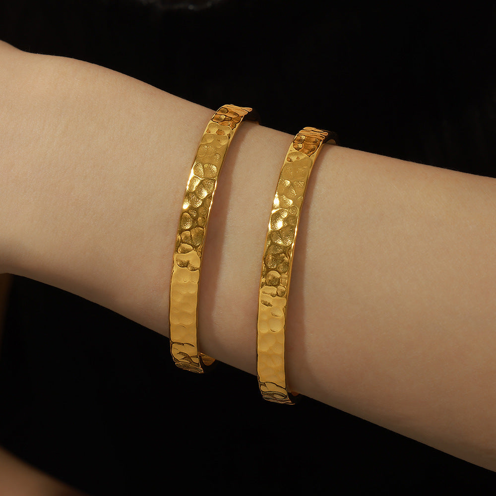 Gold Titanium Steel Open Cuff Bracelet for Women
