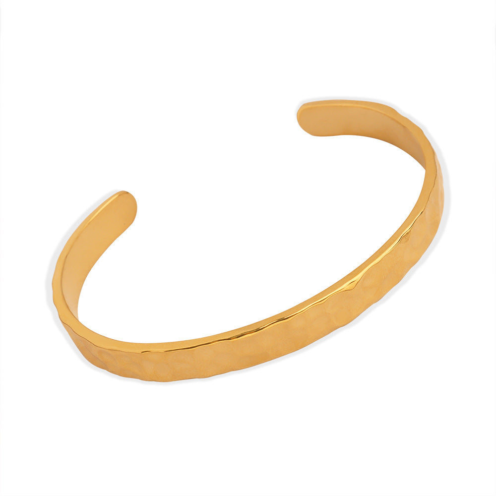 Gold Titanium Steel Open Cuff Bracelet for Women