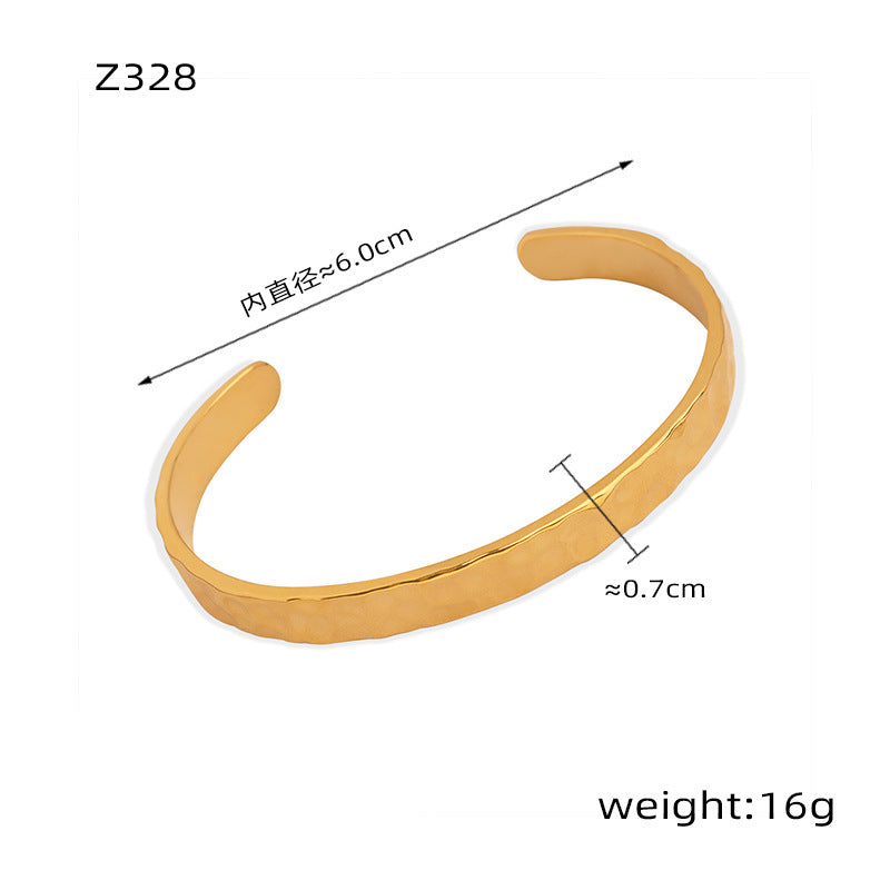Gold Titanium Steel Open Cuff Bracelet for Women